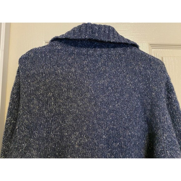 LL Bean Womens Sweater Marled Cardigan Wool Blend Button Front Blue Large NWOT - Picture 6 of 16
